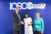 FSC Jamaica Head of Delegation with IOSCO Secretary General, David Wright and Staff, Isabel Pastor